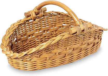 The Basket Lady Wicker Gathering Basket, Large, 22.5 in L x 12.5 in W x 12 in H, Sandstone (Sold Individually)