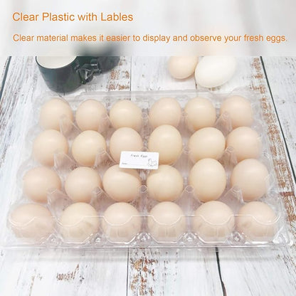 Egg Cartons 40 Packs, Clear Eco-friendly Plastic Blank Egg Cartons with Free Labels, Holds up to 24 Eggs Securely, Perfect for Family Pasture Farm Markets Display - Medium