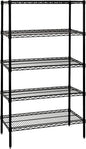 Quantum Storage Systems WR74-1448BK Wire Shelving Starter Kit, 48" W x 14" D x 74" H, 600 lbs Capacity, Carbon Steel, Epoxy Coated, Black, NSF