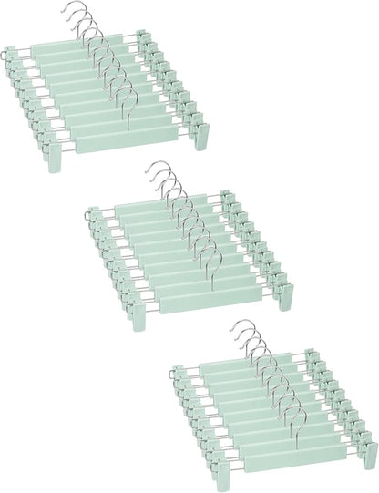 Skirt Hangers, Pants Hangers with Clips，360 ° Swivel Hooks Space Saving Hangers for Pants, Skirts, Clothes, Jeans (30 Pack, Light Green)