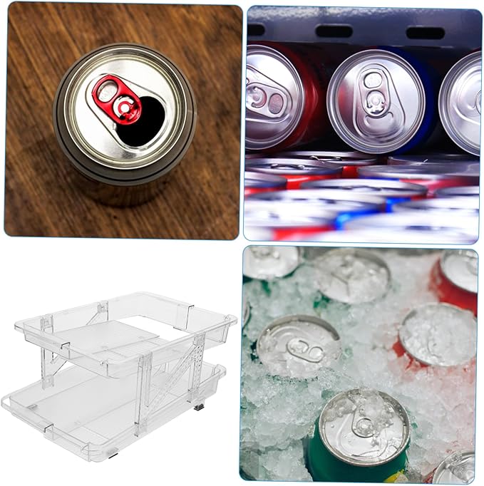 PRETYZOOM Soda Can Organizer for Refrigerator and Transparent Design Multi-functional Beverage Dispenser for Fridge Kitchen and Office Use