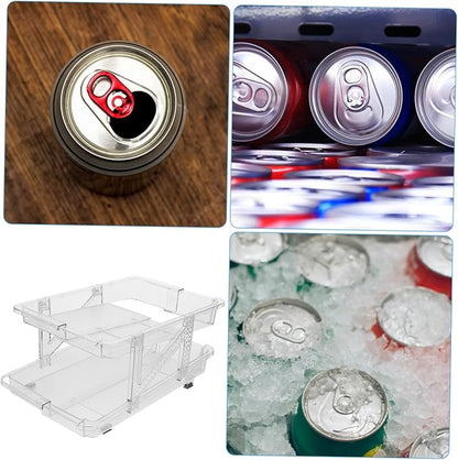 PRETYZOOM Soda Can Organizer for Refrigerator and Transparent Design Multi-functional Beverage Dispenser for Fridge Kitchen and Office Use