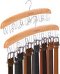 Belt Hanger Organizer for Closet: Ohuhu 2 Pack 12 Hooks Max 36 Belts Tie Rack Wooden Belt Holder for Storage 360 Degree Rotating Space Saver Organizer for Men Women Belt Tie Scarf-Burlywood