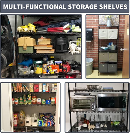 Wire Shelves 5-Tier Metal Storage Shelves 47.6" H x 21.5" x 11.6" Adjustable Wire Rack Shelf NSF Shelving Unit for Kitchen Storage Pantry Laundry, 750LB Capacity, Black