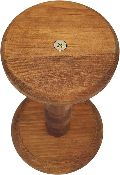 Owlgift Rustic Brown Vintage Style Wood Hat Stand, Wig Holder Display, Helmet Organizer Storage