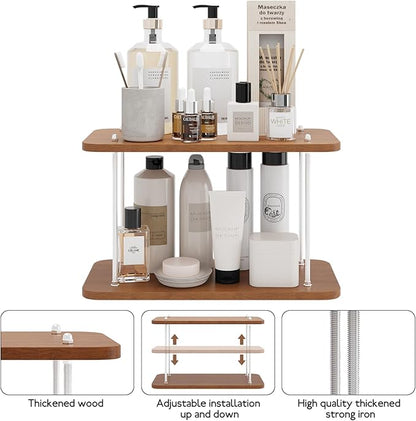 Bathroom Counter Organizer,Bathroom Shelf Organizers & Sink Organizer,Vanity Organizers,Storage Skincare,Makeup,Perfume,Spices,Coffee Station,for Corner,Dresser,Kitchen,Adjustable Height(2Tier)