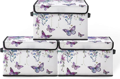 Stackable Clothes Storage Bins with Lids,Closet Organizers Fabric Box for Home and Office,Blanket Clothes Organizers,Under Bed Storage Containers 3 Pack.