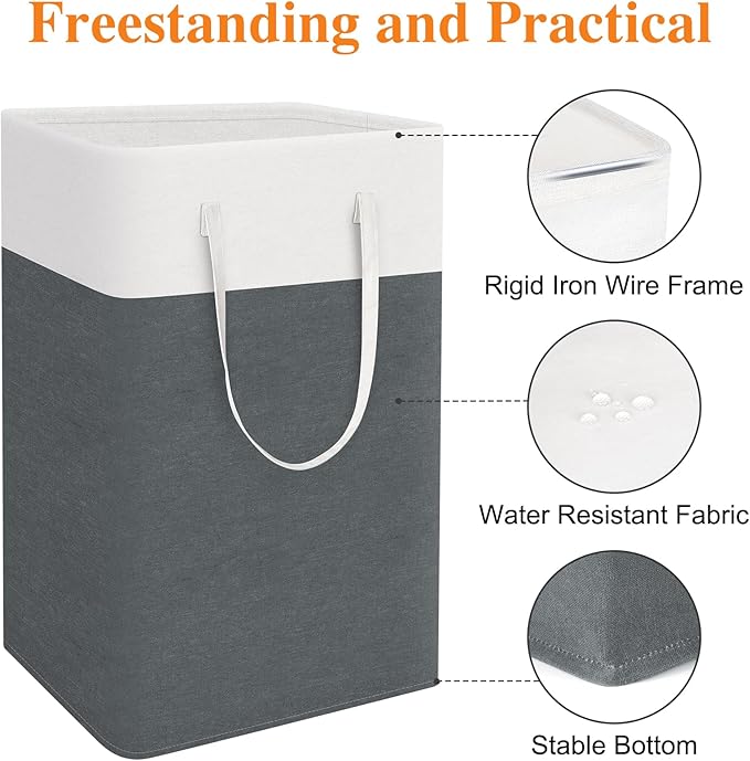 TasticTotes laundry basket 3-Pack, laundry hamper, Hamper with handles, collapsible laundry baskets, Waterproof dirty clothes hamper, Towel Storage for Home or Dorm, 88L-Grey