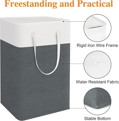 TasticTotes laundry basket 3-Pack, laundry hamper, Hamper with handles, collapsible laundry baskets, Waterproof dirty clothes hamper, Towel Storage for Home or Dorm, 88L-Grey