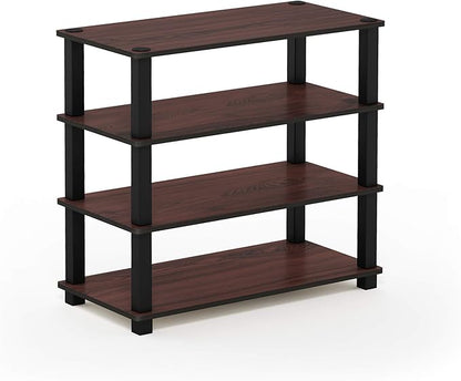 Furinno Turn-S-Tube 4-Tier Shoe Rack, Dark Cherry/Black