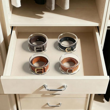 Belt Organizer for Closet Storage: Clear Acrylic 8-Layer Stackable Belt Box, Space-Saving Neat Case Holder