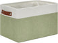 DULLEMELO Fabric Storage Bin for Laundry, Home, Foldable Storage Basket for Shelves, Toys, Collapsible Storage Basket Bin for Office, Closet,Bedroom(White&Green)