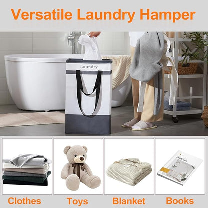 FairyHaus Laundry Basket 100L, 2Pack Laundry Hamper with Easy Carry Handles, Collapsible Laundry Baskets Hampers for Bathroom Clothes Storage Black