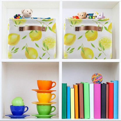Fresh Lemons Pattern Rectangle Storage Bin, 15 x 11 x 9.5 in, Collapsible Organizer Storage Basket for Home Décor