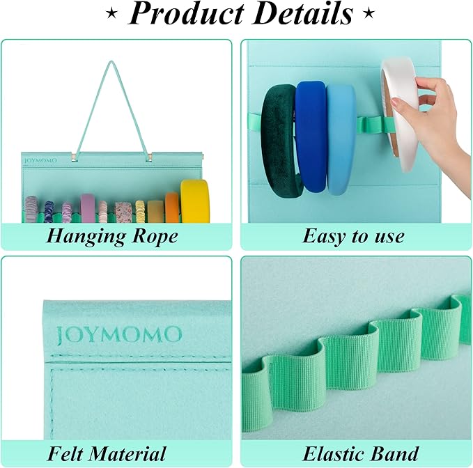 Hanging Headband Holder For Girls,Felt Headband Organizer Headband Storage Holder Organizer For Headband (Without Headbands) (Mint Green)