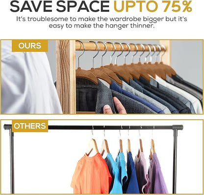 Techzoo 50 Pack New Premium Quality Velvet Hangers Ultra Thin Non Slip Adult Felt Space Saving Hangers for Closet Heavy Duty Coat Pants Jackets Dress Hangers 360° Swivel Hook Hold Upto 10 lbs Bronze