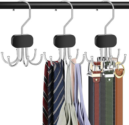 Belt Hanger for Closet, 3PCS Belt Organizer for Closet 360°Rotating Max 72 Belt, Tie Rack Hanger for Closet Tie Organizer for Closet Belt Holder for Closet for Belt,Tie,Tank Top,Bra,Scarf,Hat