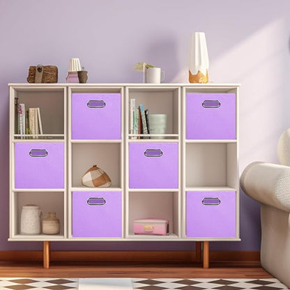 ShellKingdom Storage Bins, Foldable Fabric Storage Cubes And Cloth Storage Organizer Drawer with Metal Handle For Closet And Toys Storage, 11 X 10.5 X 10.5 INCH, 2 Pack (Lavender)