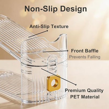 FUSHITON Shoe Organizer for Closet, Stackable Shoe Rack with 3 Adjustable Heights, Double Layer Space Saving Clear Holder for Small Apartment and Dorm Room, 10 Pack