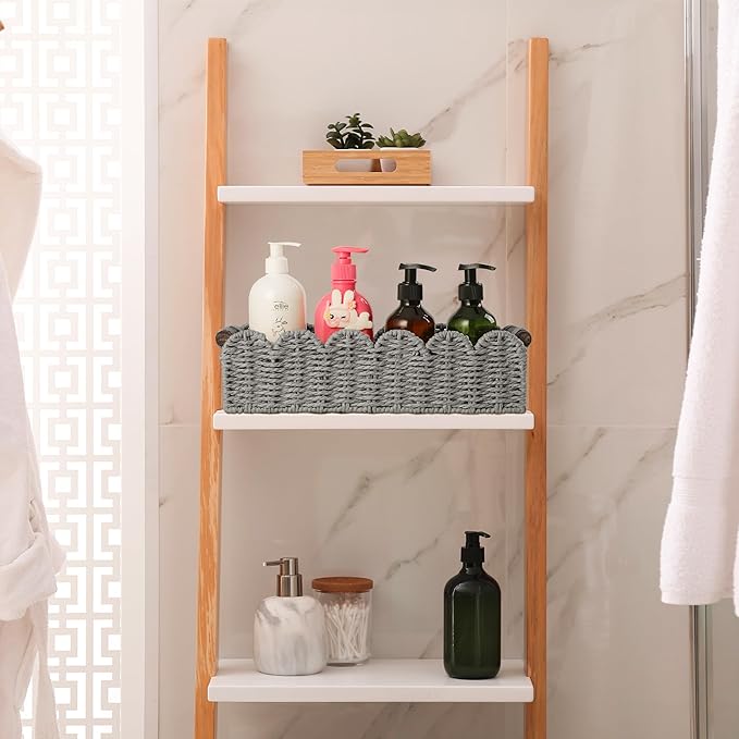 Toilet Paper Storage Basket Bathroom Counter Organizer Wicker Baskets for Organizing Cute Basket for Bedroom Nursery Room Kitchen Bathroom Decor-Gray
