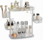 Acrylic Makeup Organizer, 2-Tier Large Capacity Cosmetic Storage Rack with Clear Shelves, Perfume and Skincare Organizer for Bathroom Countertop, Vanity and Dressing Table