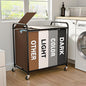 Laundry Sorter 4 Sections 48 Gal, Rolling Laundry Basket with Lockable Wheels and Lid, Laundry Hamper with 4 Separated Removable Bags Dirty Clothes Hamper for Laundry Room, Multicolor