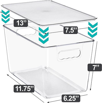 Sorbus Clear Storage Bins with Lids, 8 Pack X-Large Organization Bins with Handles – Clear Stackable Storage Containers for Storage, Pantry, Fridge, Cabinet, Closet & Kitchen Organization – BPA-Free