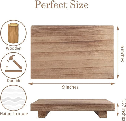 zoocatia Small Wood Tray Pedestal Stand Farmhouse Bathroom Decor Decorative Wooden Riser Kitchen Soap Dish Holder for Vanity, Counter, Sink, 9" x 5.9" - Brown