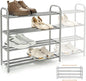 4 Tier Extendable Long Shoe Rack for Closet Shoe Organiser Strong and Sturdy Heavy Duty Metal Shoe Shelf Holds 20+ Pairs (60-100) x 22,5 x 61,5 cm