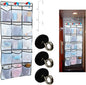 Cruise Magnetic Door Organizer with Hooks, Over the Door Organizer for Cruise Ship Cabins, 15 Mesh Pockets, Magnetic Shoe Organizer, White, 60 x 24 in