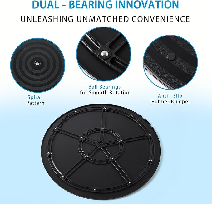 1 Pack 14 Inch Lazy Susan Turntable Heavy Duty Rotating Platform Smooth 360 Swivel for Tabletop, Monitor, Crafts, and TV - Black