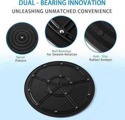 1 Pack 14 Inch Lazy Susan Turntable Heavy Duty Rotating Platform Smooth 360 Swivel for Tabletop, Monitor, Crafts, and TV - Black