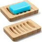 2 Pack Wooden Soap Holder Waterproof Self Draining Soap Dish Wood Soaps Tray for Shower Bathroom Kitchen Bathtub