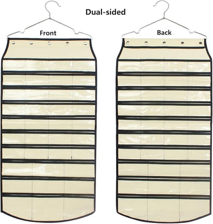 BB Brotrade Hanging Jewelry Organizer,Accessories Organizer,74 Pocket Organizer for Holding Jewelries (Beige-74 Pocket)