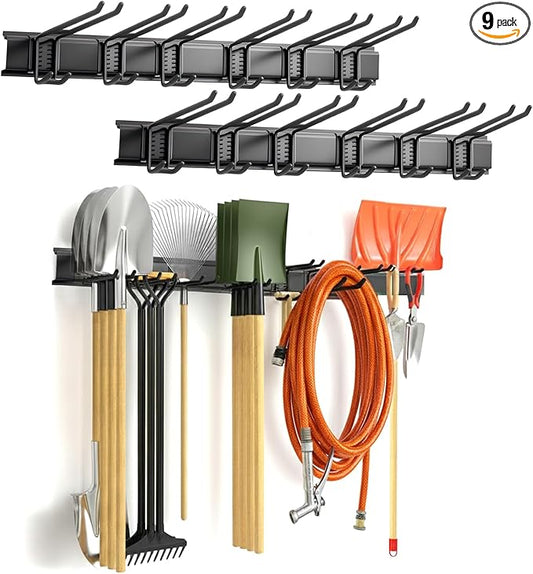 Garage Tool Organizer 48in - Heavy Duty Wall Mount Tool Storage Rack Load 350lb Garage Organization for Mop Rake Broom Shovel Folding Chair