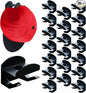 Adhesive Hat Hooks for Wall (20-Pack) No Drilling Caps Holder Organizer Minimalist Hat Rack Design Wall Mounted Hat Rack for Men Trucker Hat (BLACK)