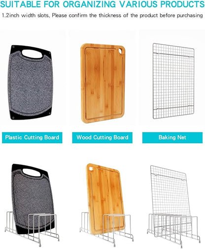 YQh 2 pieces，Kitchen Cabinet Organizer Rack for Cutting Boards, Bakeware, and Pan Storage, Stainless Steel