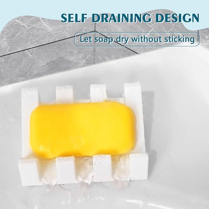 Soap Dish Holder for Shower with Suction Cup, Silicone Soap Holder & Saver Self-Draining Bar Soap Dish Keeps Soap Dry for Bathroom, Kitchen, Bathtub, Extends Soap Life (White-2Pack)