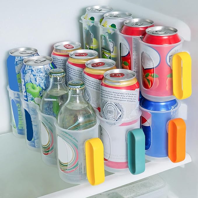 GALPADA 3pcs Refrigerator Drink Can Organizer Beer Can Storage Dispenser for Fridge Space-saving Beverage Holder Rack for Kitchen Pantry Fridge Organizer Random Color