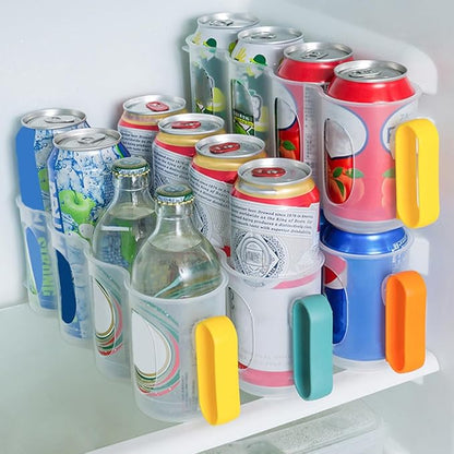 3pcs Refrigerator Can Organizer Beverage Holder Stackable Drink Storage Dispenser Suitable for Soda Beer Soft Drink Cans Kitchen Fridge Storage Random Color