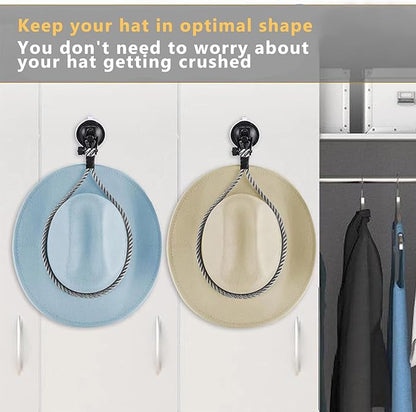 Cowboy Hat Holder for Trucks & Cars – 2-Pack Suction Cup Hat Rack, Universal Hat Mount for Windshield/Dash, Durable Lariat Rope Design (No Tools Needed)