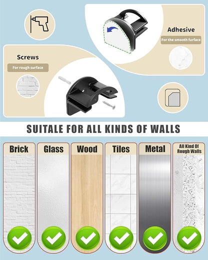 Adhesive Hat Hooks for Wall - 2 Different Ways Hat Racks to Organize & Display Baseball Caps, Hat Wall Hanger, Hat Organizer Rack for Men (Black, 12 Pack)