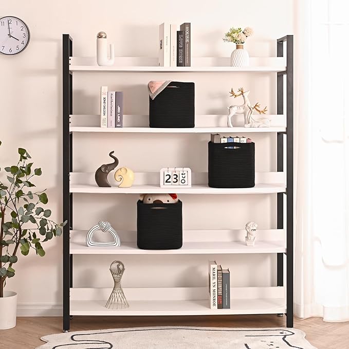 ICERZCZ 11 Inch Cube Storage Bins, Storage Cube Organizer Bins, Woven Cotton Rope Basket for Storage, Storage Baskets for Organizing Shelves, Square Baskets for Toys, Black (Pack of 3)
