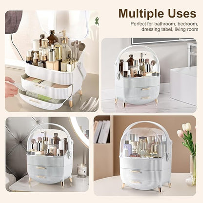 YGJT Makeup Organizer, Skincare Organizer for Vanity with Drawers, Makeup Storage Box, Large Capacity Cosmetic Display Cases Makeup Storage Box for Bedroom, Bathroom, Ideal Gifts for Women(White)