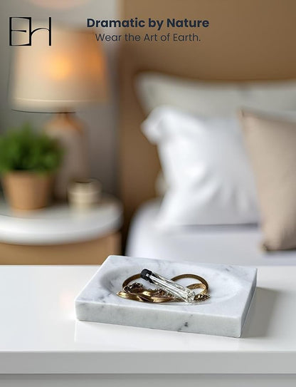 Marble Soap Dish for Shower - Stone Soap Tray Holder, Natural Soap Bar Holder Countertop Caddy, Marble Bathroom Accessories (Calacatta White)