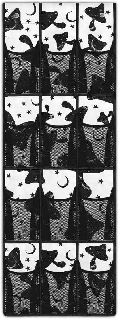 Generic Black Mushroom Bed Organizer Hanging Pocket Strong Door Storage Organizer Heavy Duty Over Door Storage Organizer with Waterproof Pockets for Dormitory Kitchen