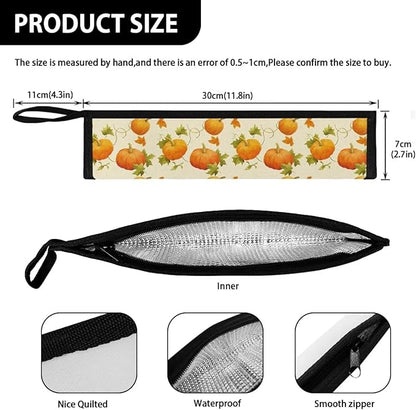 Harvest Pumpkins Print Reusable Travel Tableware Carrying Bag Storage Case Cutlery Flatware Organziers for Straw Spoon Fork Chopsticks Portable Utensil Holder