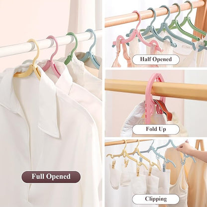 SANLIKE 36 Pcs Travel Hangers with 72 Pcs Clips Folding Travel Hangers Non Slip Plastic Clothes Hangers Collapsible Portable Coat Hanger Drying Rack for Suitcase Flying Camping Hotel(36 Packs)