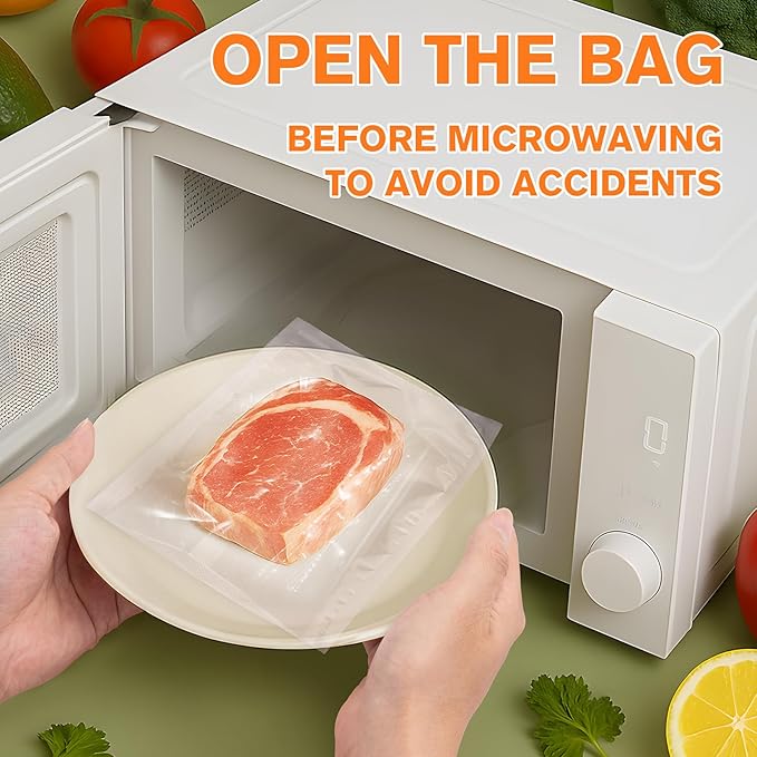 FUNFERY Precut Vacuum Sealer Bags for Food, 200 Pint 6" x 10", Food Long-Term Storage and Sous Vide Commercial-Grade Bag, BPA Free for Microwave, Boiling,Sous Vide, Refrigerator