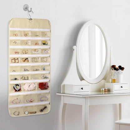 Cabilock Hanging Jewelry Organizer - Jewelry Travel Organizer, Hanging Jewelry Organizer Revolving Hanger - Double-Sided 66 Pocket for Girls Women Travel Jewlery